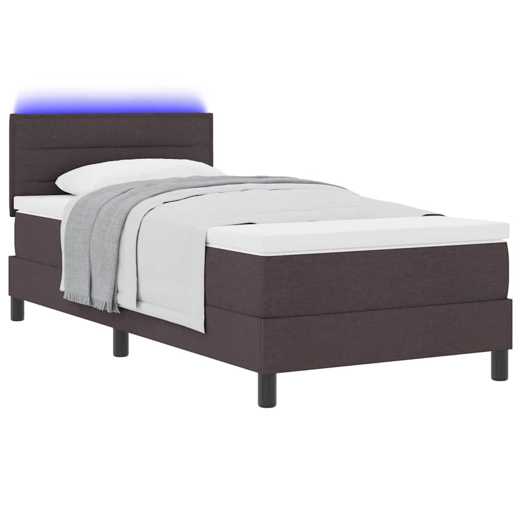 Boxspring bed met matras met LED Donkerbruin 80 x 200 cm Stof is nu te koop bij PeponiXL, paradijselijk wonen!