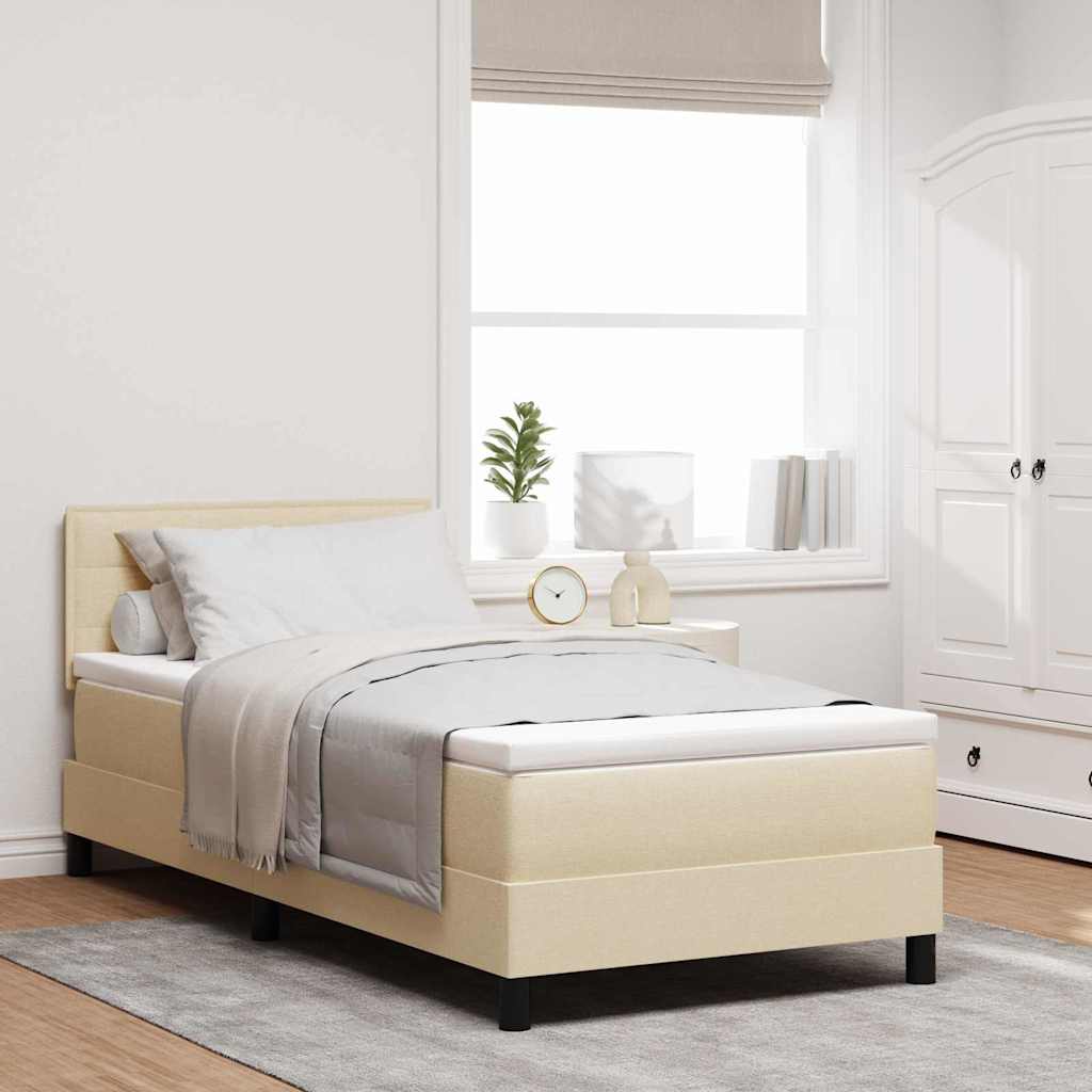 Boxspring bed met matras met LED Crème 80 x 200 cm Stof is nu te koop bij PeponiXL, paradijselijk wonen!