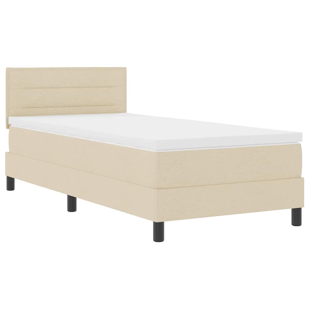 Boxspring bed met matras met LED Crème 80 x 200 cm Stof is nu te koop bij PeponiXL, paradijselijk wonen!