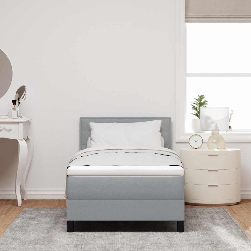 Boxspring bed met matras met LED Lichtgrijs 90 x 190 cm Stof is nu te koop bij PeponiXL, paradijselijk wonen!