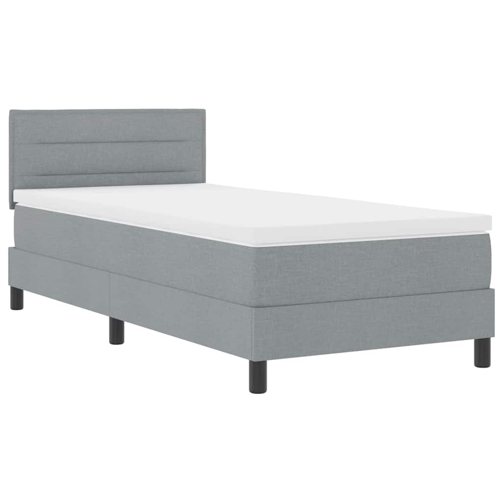 Boxspring bed met matras met LED Lichtgrijs 90 x 190 cm Stof is nu te koop bij PeponiXL, paradijselijk wonen!