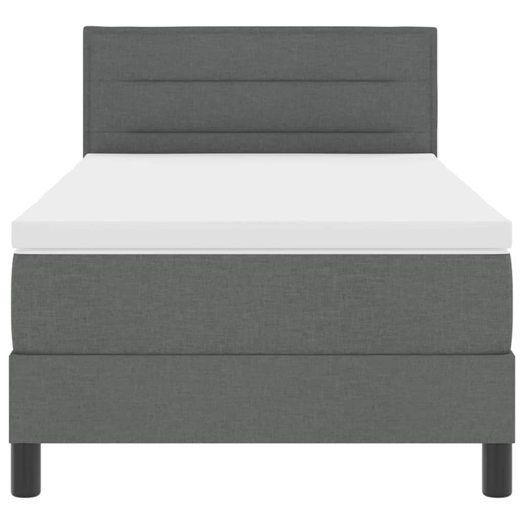 Boxspring bed met matras met LED Donkergrijs 90 x 190 cm Stof is nu te koop bij PeponiXL, paradijselijk wonen!