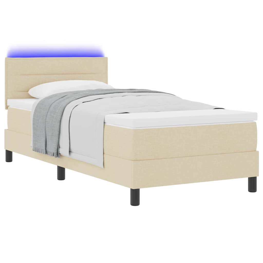 Boxspring bed met matras met LED Crème 90 x 190 cm Stof is nu te koop bij PeponiXL, paradijselijk wonen!