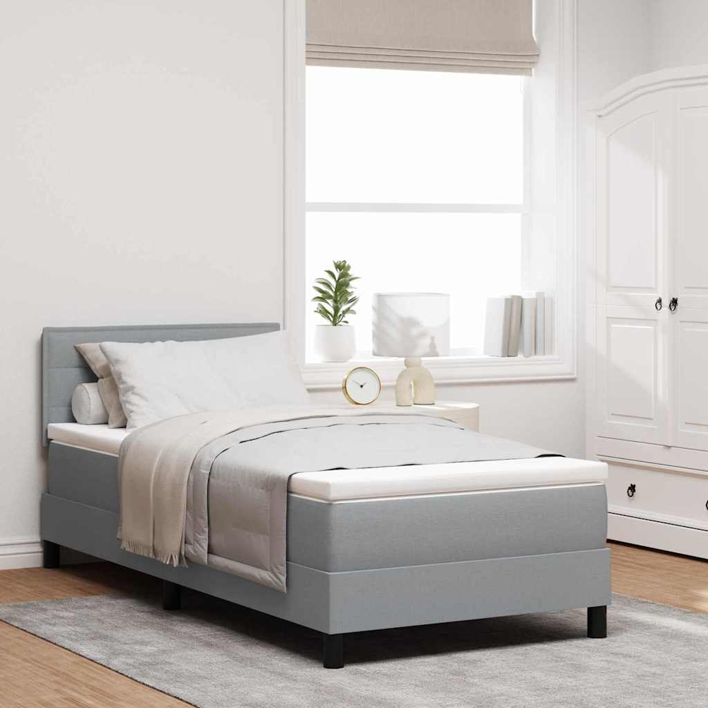 Boxspring bed met matras met LED Lichtgrijs 90 x 200 cm Stof is nu te koop bij PeponiXL, paradijselijk wonen!