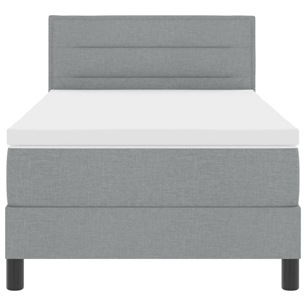 Boxspring bed met matras met LED Lichtgrijs 90 x 200 cm Stof is nu te koop bij PeponiXL, paradijselijk wonen!