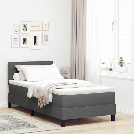 Boxspring bed met matras met LED Donkergrijs 90 x 200 cm Stof is nu te koop bij PeponiXL, paradijselijk wonen!