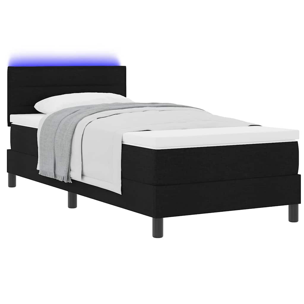 Boxspring bed met matras met LED Zwart 90 x 200 cm Stof is nu te koop bij PeponiXL, paradijselijk wonen!