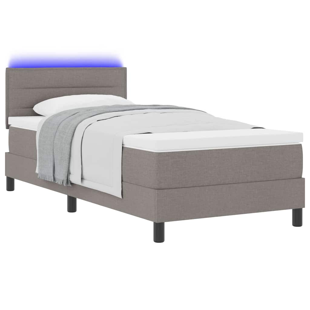 Boxspring bed met matras met LED Taupe 90 x 200 cm Stof is nu te koop bij PeponiXL, paradijselijk wonen!