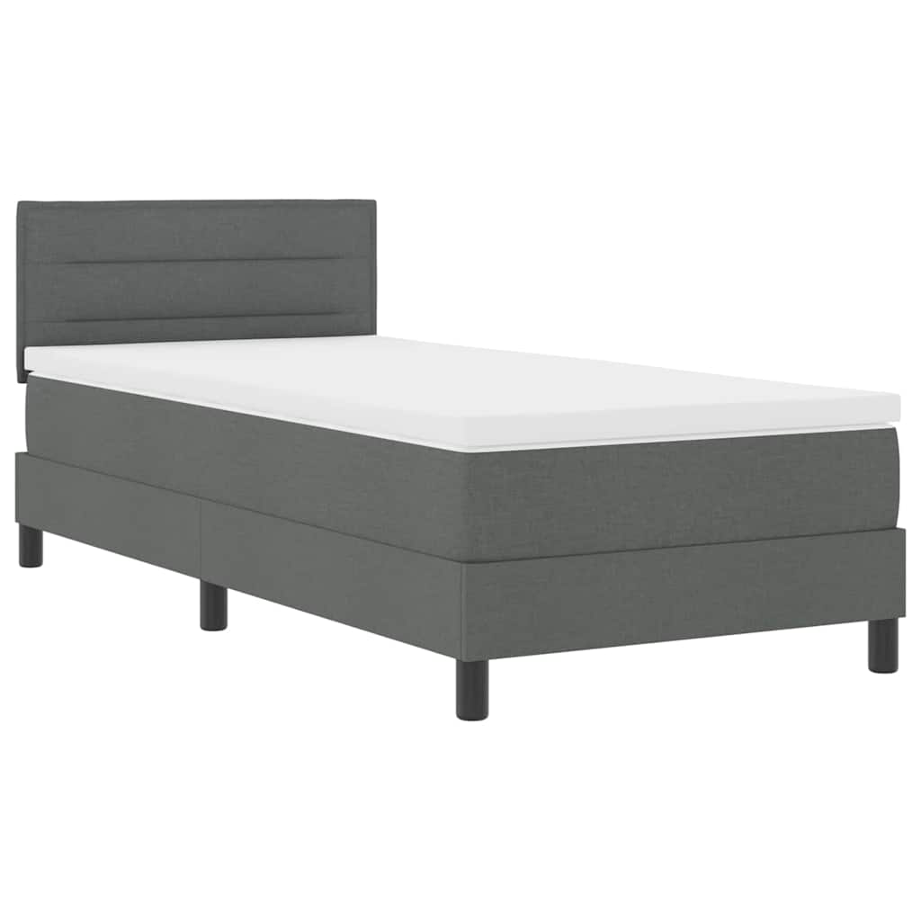 Boxspring bed met matras met LED Donkergrijs 100 x 200 cm Stof is nu te koop bij PeponiXL, paradijselijk wonen!