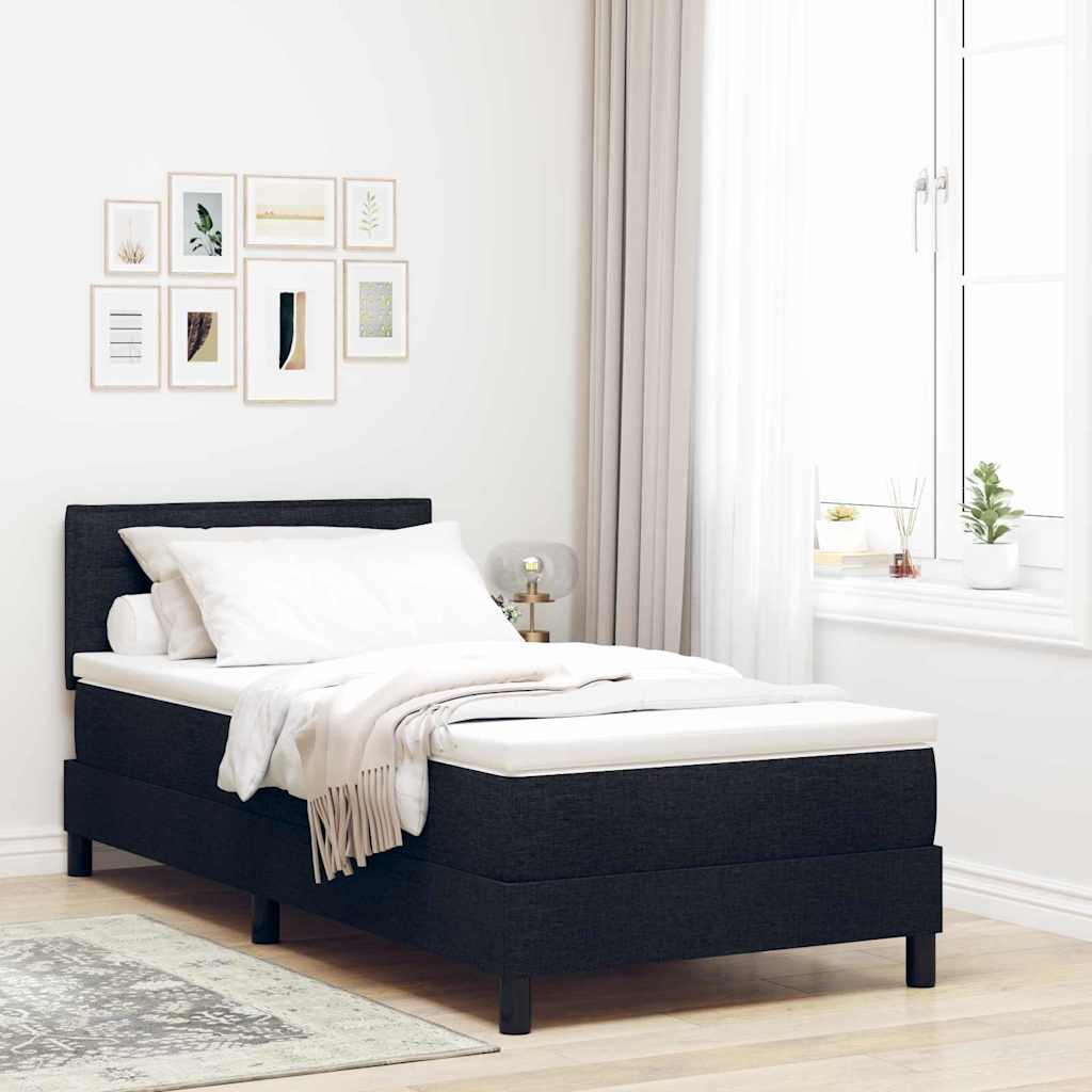 Boxspring bed met matras met LED Zwart 100 x 200 cm Stof is nu te koop bij PeponiXL, paradijselijk wonen!