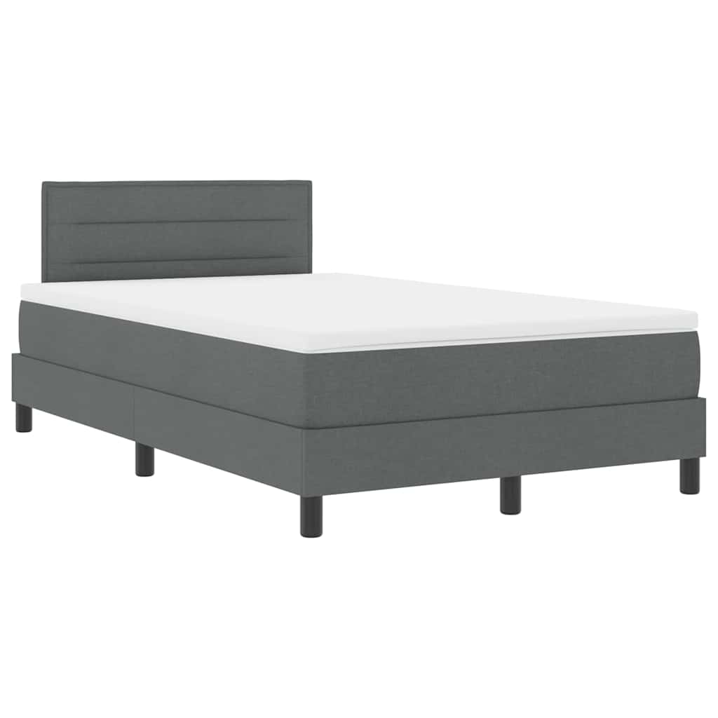 Boxspring bed met matras met LED Donkergrijs 120 x 190 cm Stof is nu te koop bij PeponiXL, paradijselijk wonen!