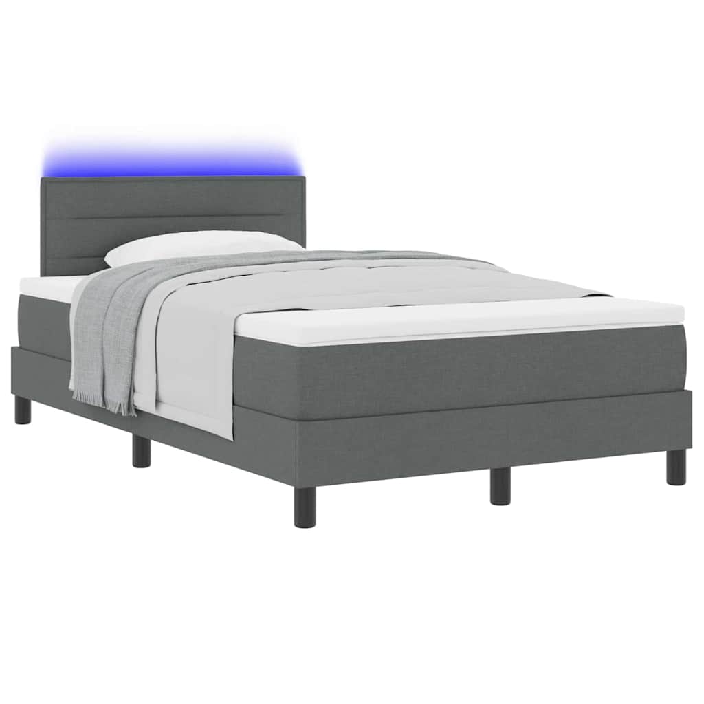 Boxspring bed met matras met LED Donkergrijs 120 x 190 cm Stof is nu te koop bij PeponiXL, paradijselijk wonen!