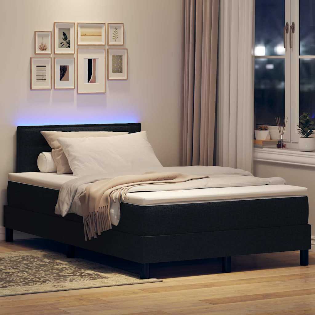 Boxspring bed met matras met LED Zwart 120 x 190 cm Stof is nu te koop bij PeponiXL, paradijselijk wonen!