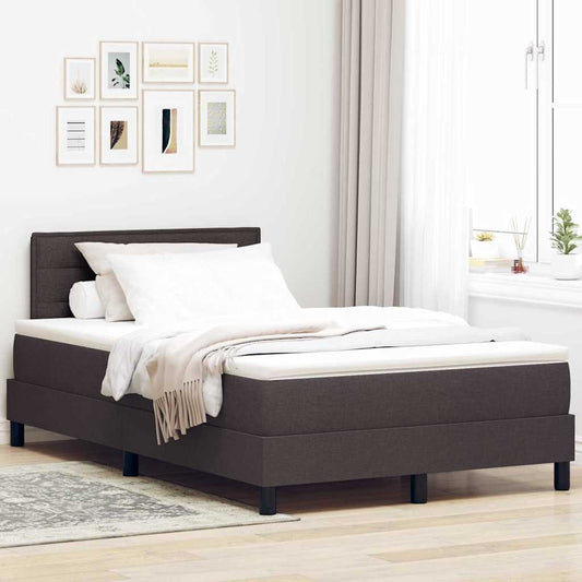 Boxspring bed met matras met LED Donkerbruin 120 x 190 cm Stof is nu te koop bij PeponiXL, paradijselijk wonen!