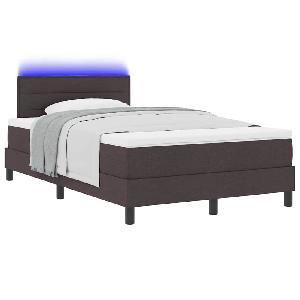 Boxspring bed met matras met LED Donkerbruin 120 x 190 cm Stof