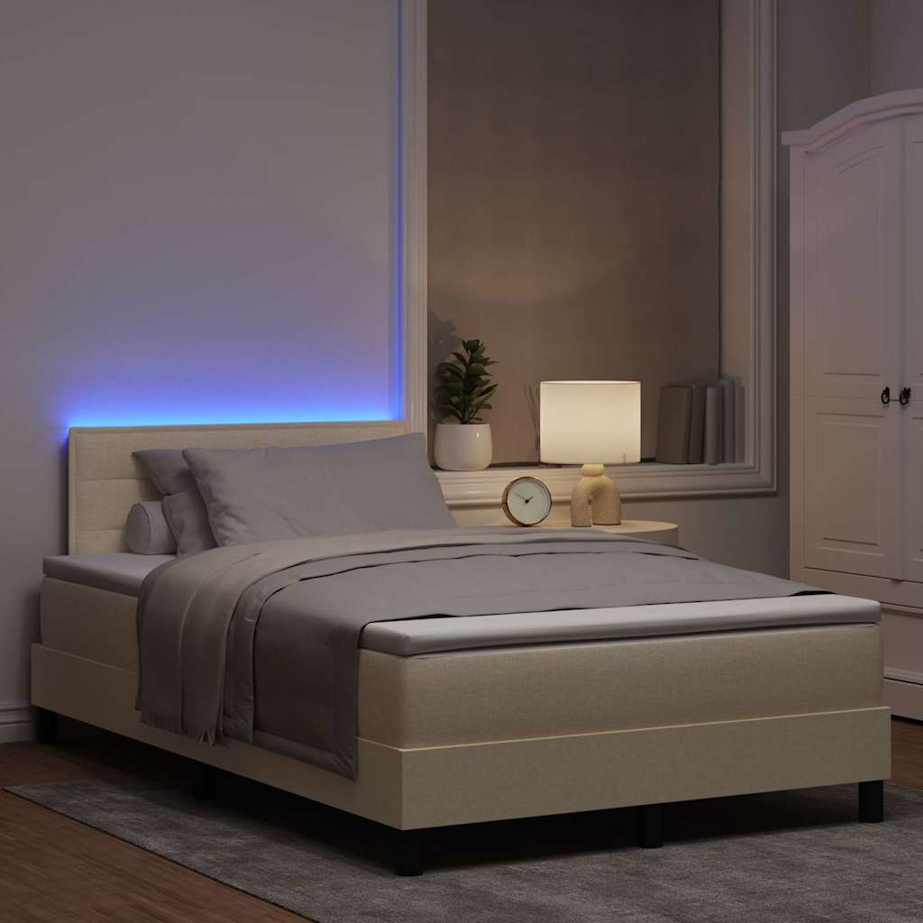 Boxspring bed met matras met LED Crème 120 x 190 cm Stof is nu te koop bij PeponiXL, paradijselijk wonen!