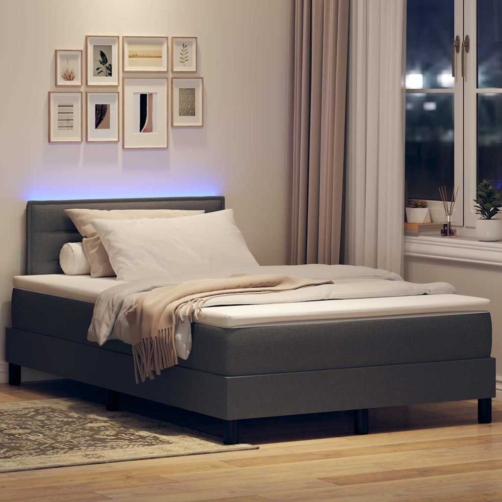 Boxspring bed met matras met LED Donkergrijs 120 x 200 cm Stof is nu te koop bij PeponiXL, paradijselijk wonen!