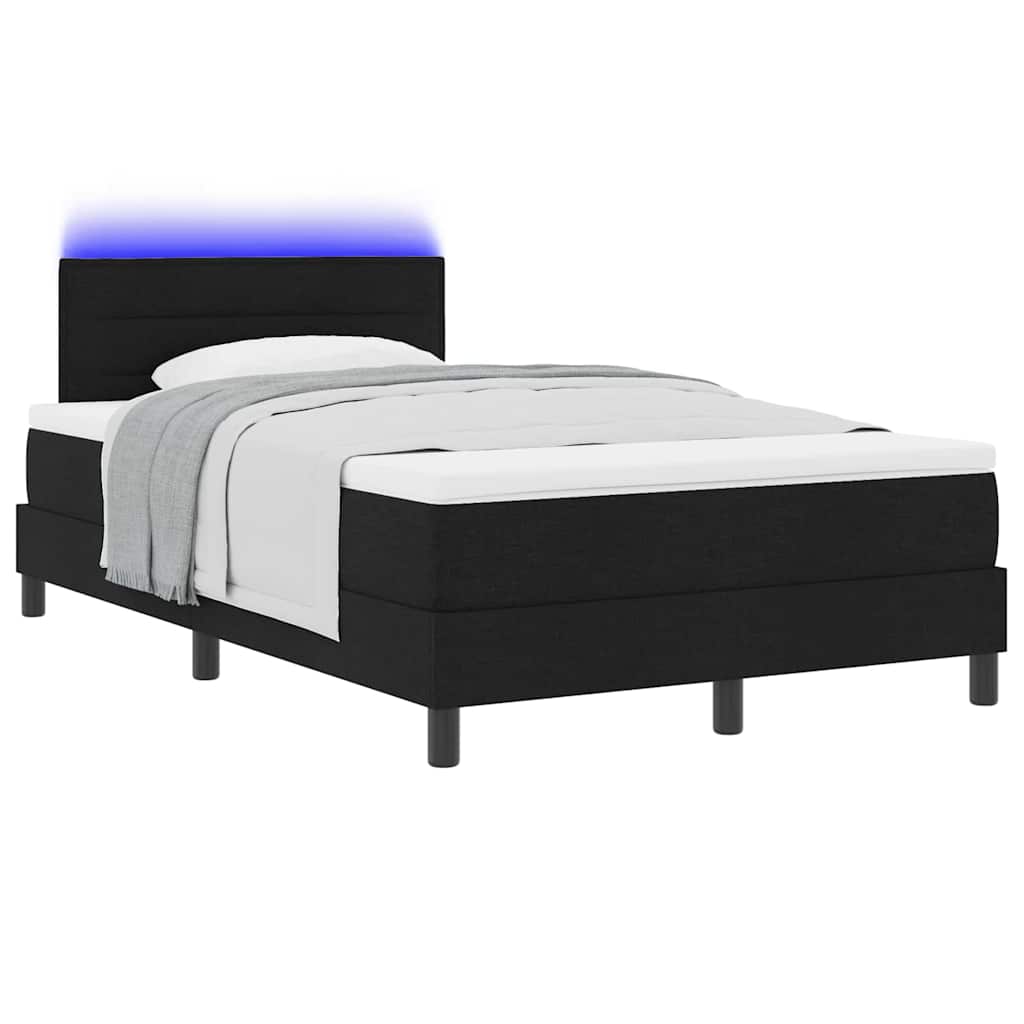 Boxspring bed met matras met LED Zwart 120 x 200 cm Stof is nu te koop bij PeponiXL, paradijselijk wonen!