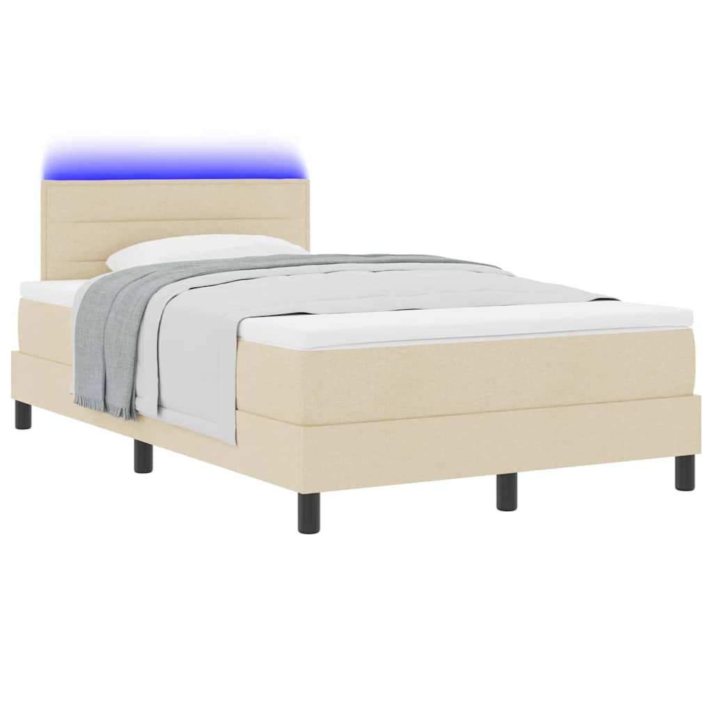 Boxspring bed met matras met LED Crème 120 x 200 cm Stof is nu te koop bij PeponiXL, paradijselijk wonen!