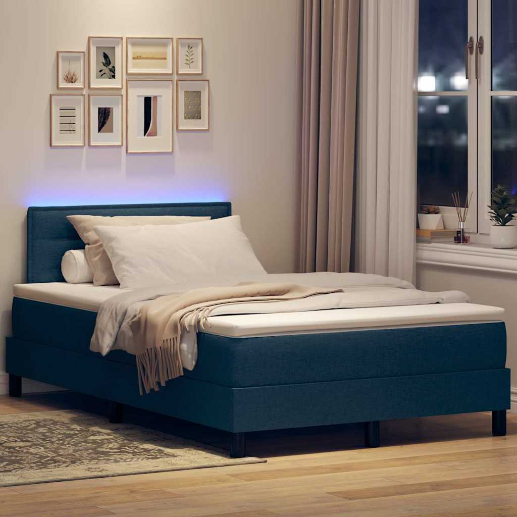 Boxspring bed met matras met LED Blauw 120 x 200 cm Stof is nu te koop bij PeponiXL, paradijselijk wonen!