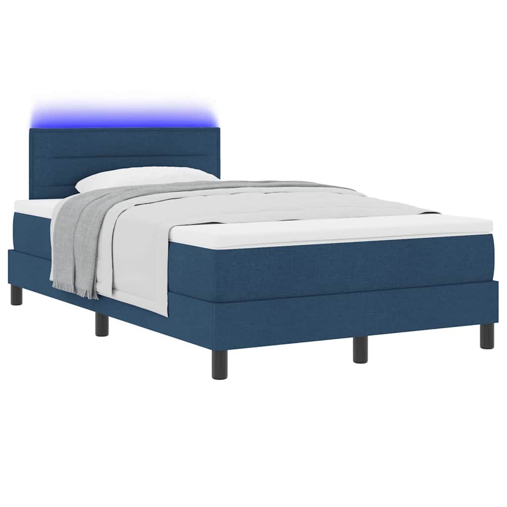 Boxspring bed met matras met LED Blauw 120 x 200 cm Stof is nu te koop bij PeponiXL, paradijselijk wonen!