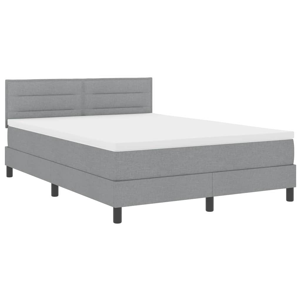 Boxspring bed met matras met LED Lichtgrijs 140 x 190 cm Stof is nu te koop bij PeponiXL, paradijselijk wonen!