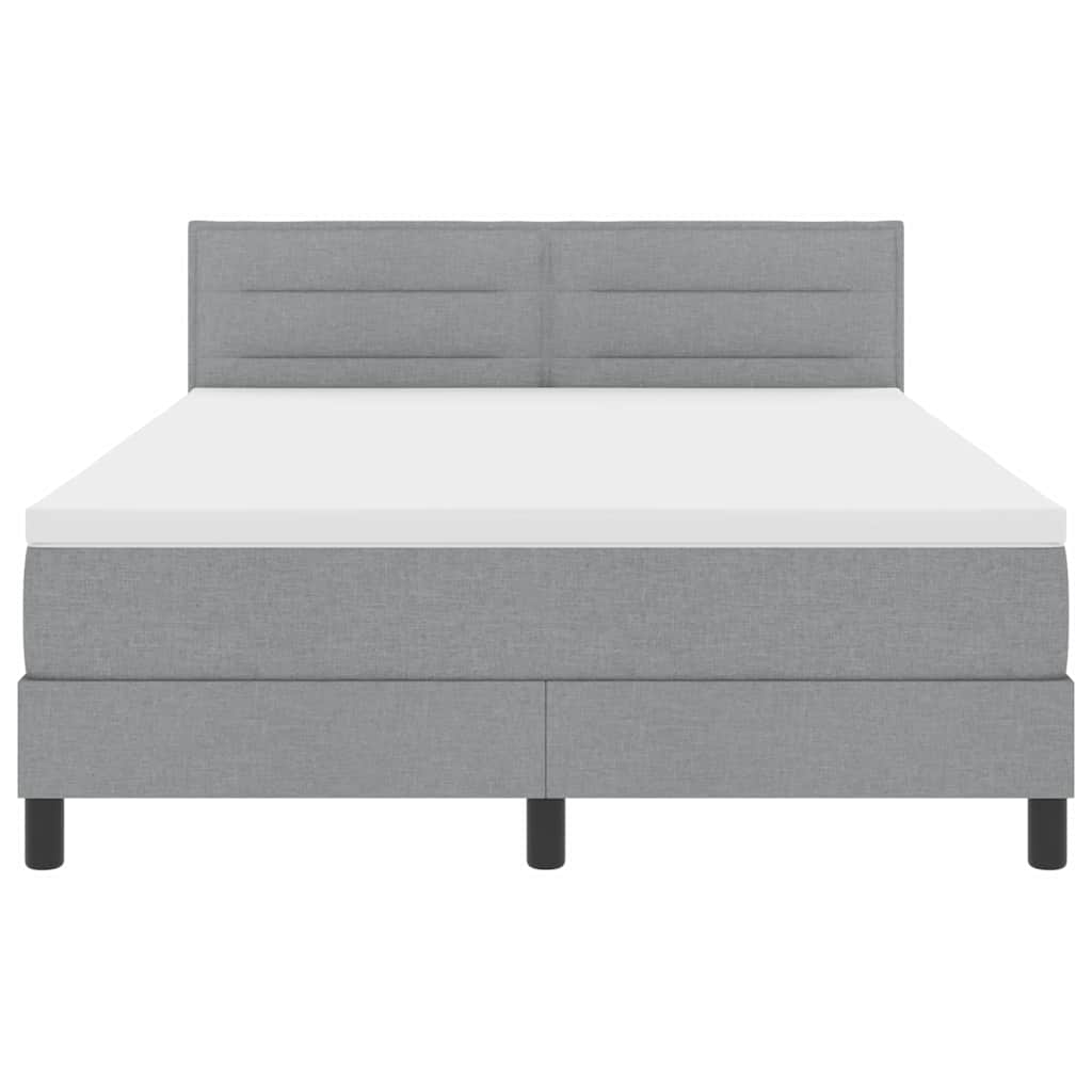 Boxspring bed met matras met LED Lichtgrijs 140 x 190 cm Stof is nu te koop bij PeponiXL, paradijselijk wonen!