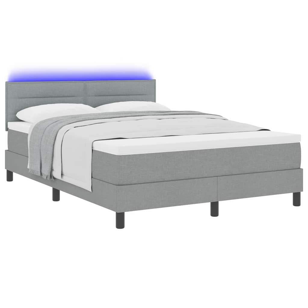 Boxspring bed met matras met LED Lichtgrijs 140 x 190 cm Stof is nu te koop bij PeponiXL, paradijselijk wonen!
