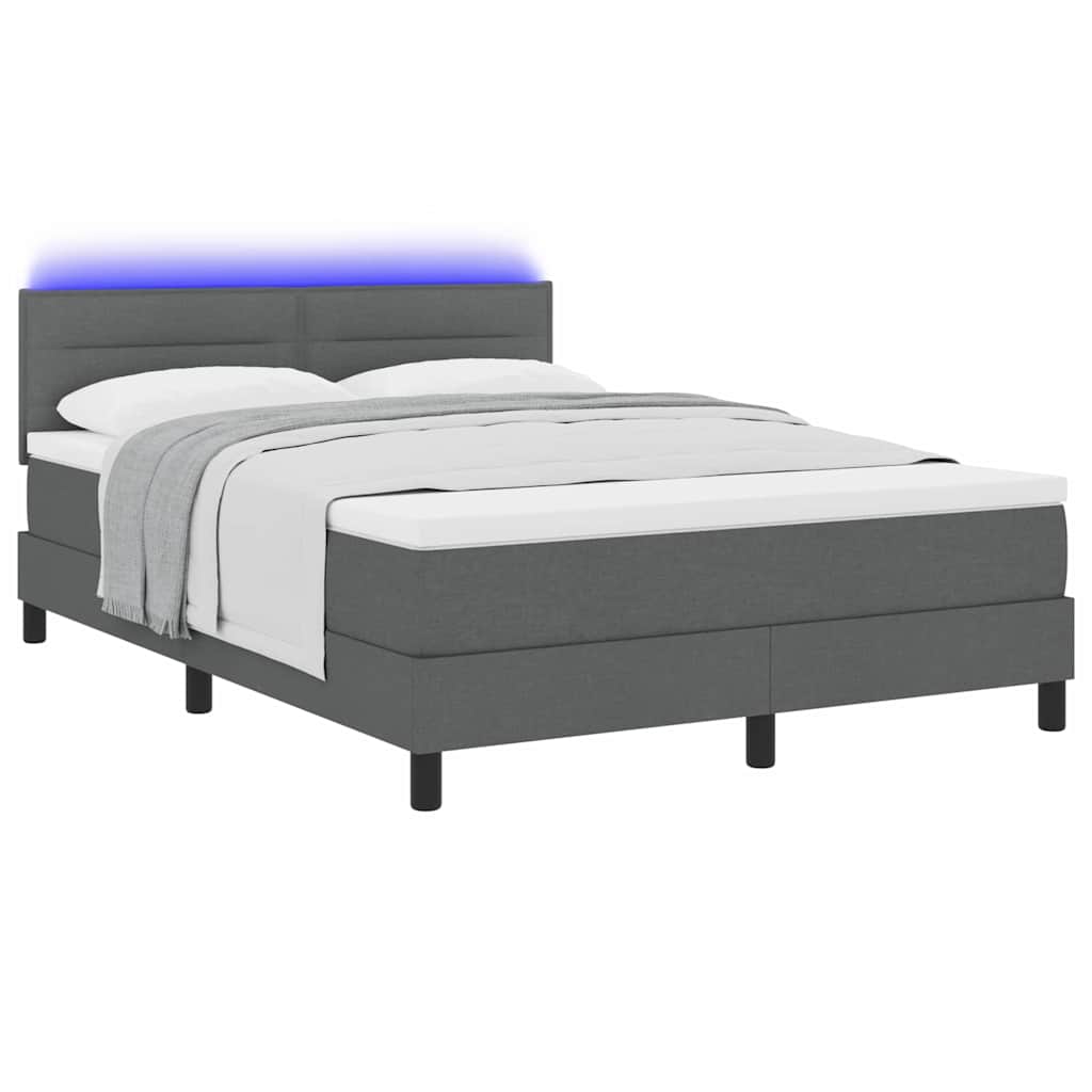 Boxspring bed met matras met LED Donkergrijs 140 x 190 cm Stof is nu te koop bij PeponiXL, paradijselijk wonen!