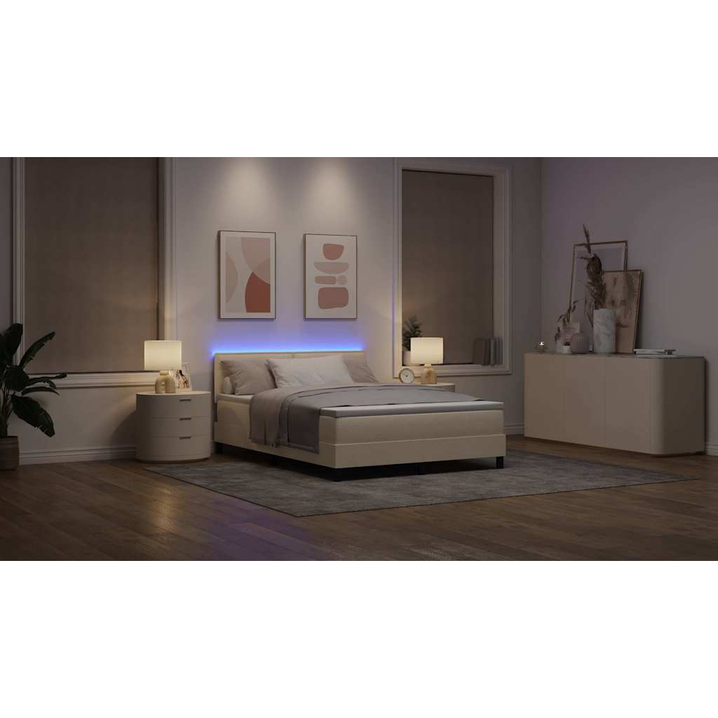 Boxspring bed met matras met LED Crème 140 x 190 cm Stof is nu te koop bij PeponiXL, paradijselijk wonen!