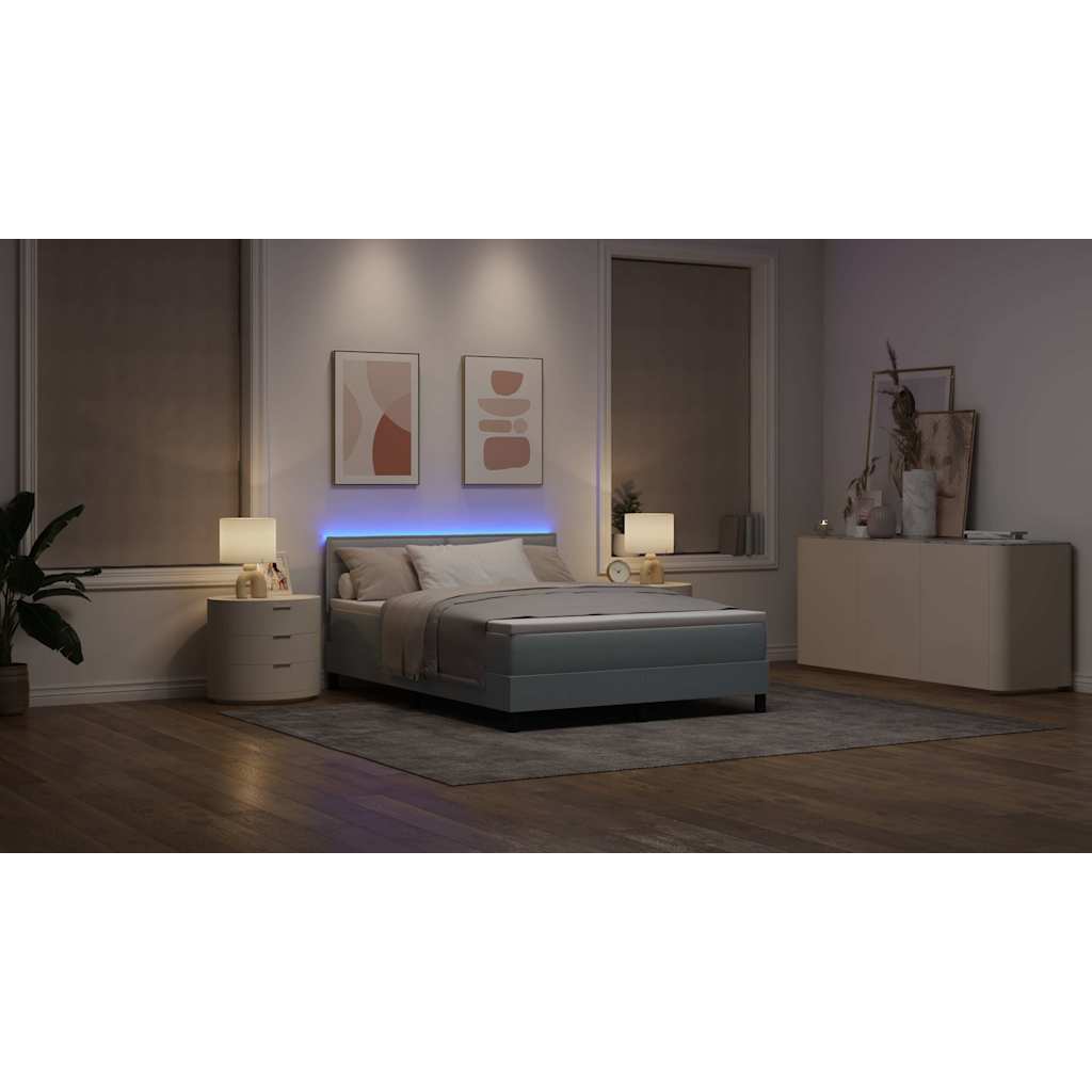 Boxspring bed met matras met LED Lichtgrijs 140 x 200 cm Stof is nu te koop bij PeponiXL, paradijselijk wonen!