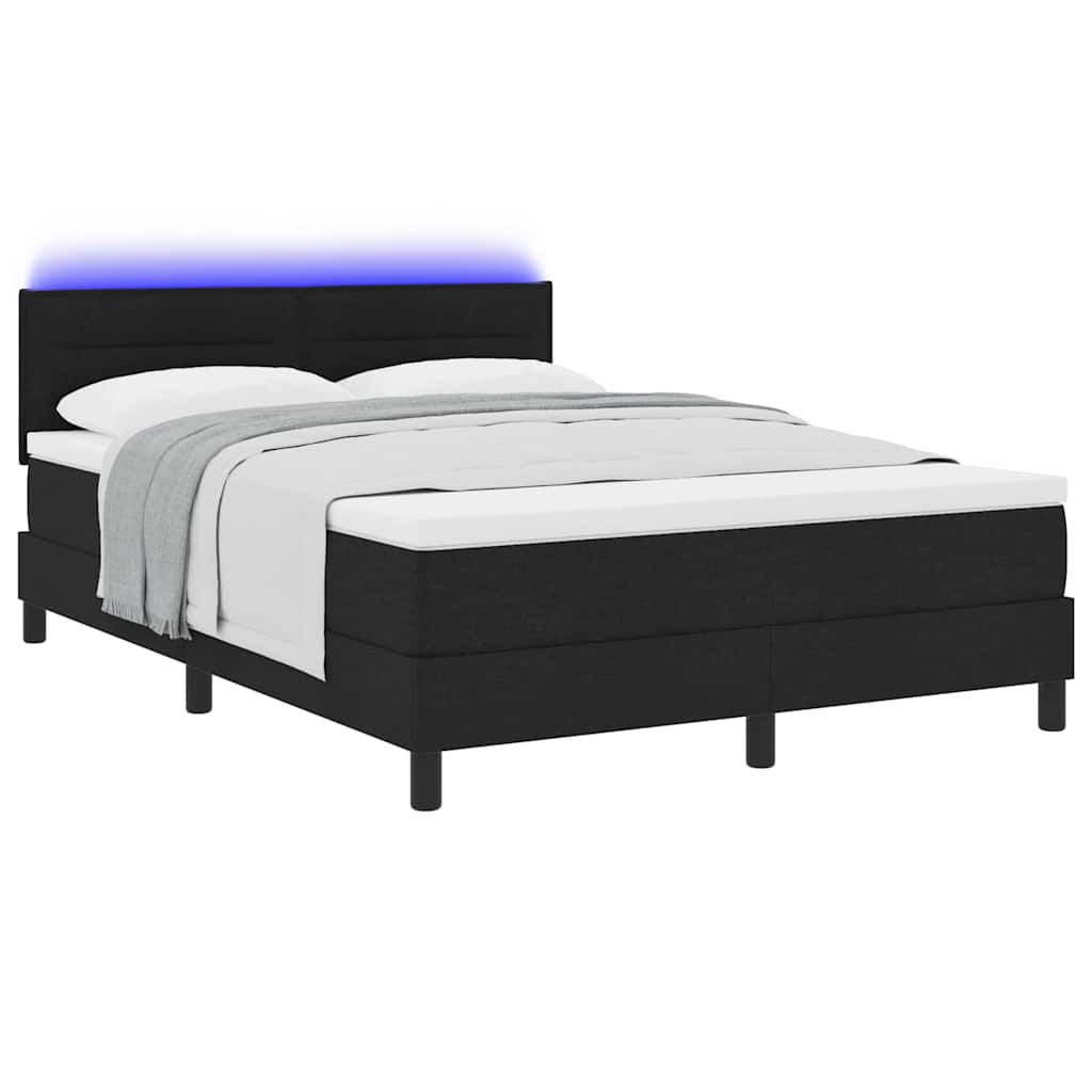Boxspring bed met matras met LED Zwart 140 x 200 cm Stof is nu te koop bij PeponiXL, paradijselijk wonen!