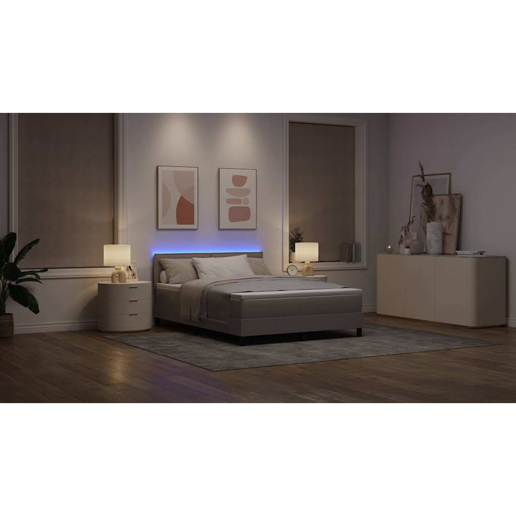 Boxspring bed met matras met LED Taupe 140 x 200 cm Stof is nu te koop bij PeponiXL, paradijselijk wonen!