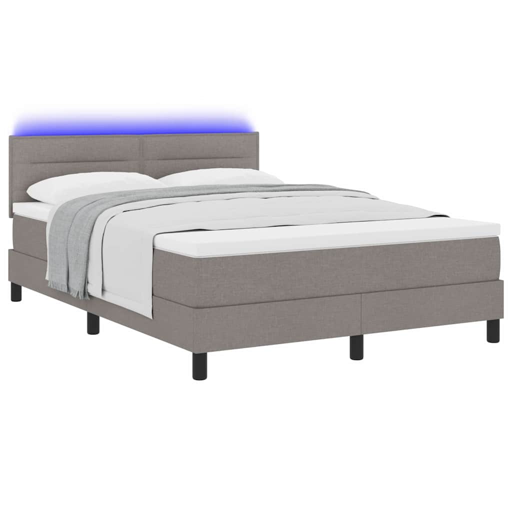 Boxspring bed met matras met LED Taupe 140 x 200 cm Stof is nu te koop bij PeponiXL, paradijselijk wonen!