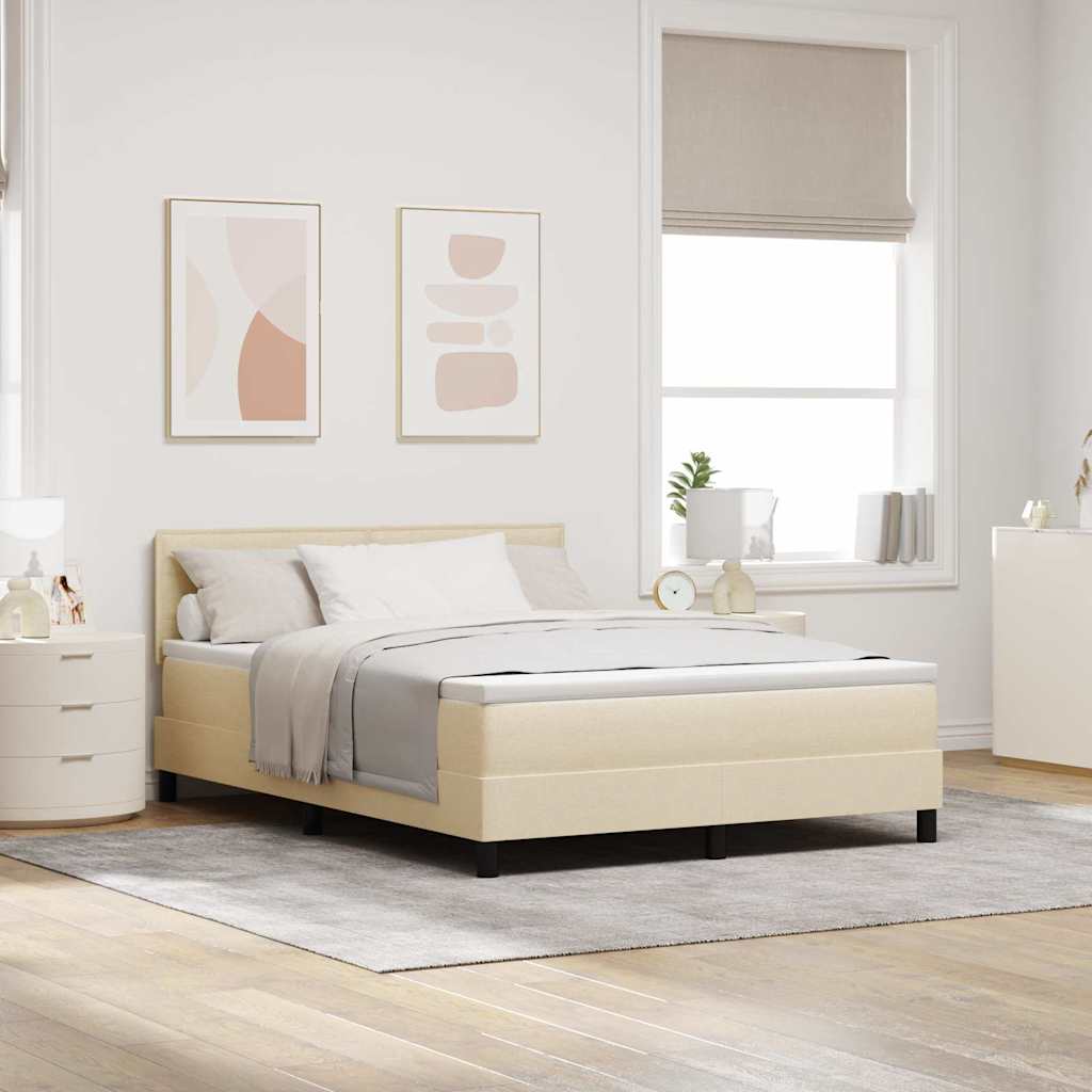Boxspring bed met matras met LED Crème 140 x 200 cm Stof is nu te koop bij PeponiXL, paradijselijk wonen!