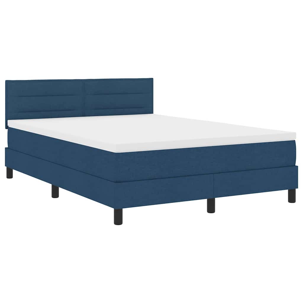Boxspring bed met matras met LED Blauw 140 x 200 cm Stof is nu te koop bij PeponiXL, paradijselijk wonen!