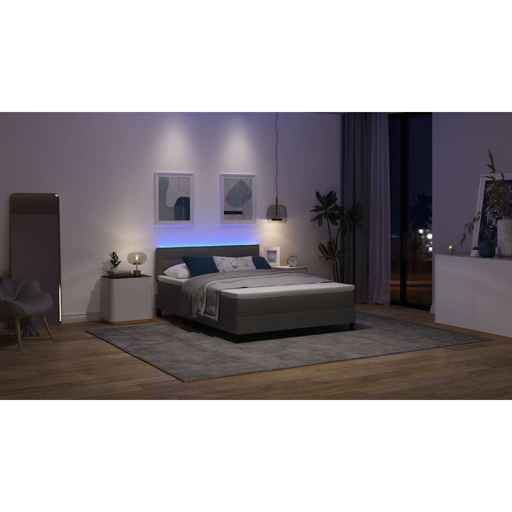 Boxspring bed met matras met LED Donkergrijs 160 x 200 cm Stof is nu te koop bij PeponiXL, paradijselijk wonen!