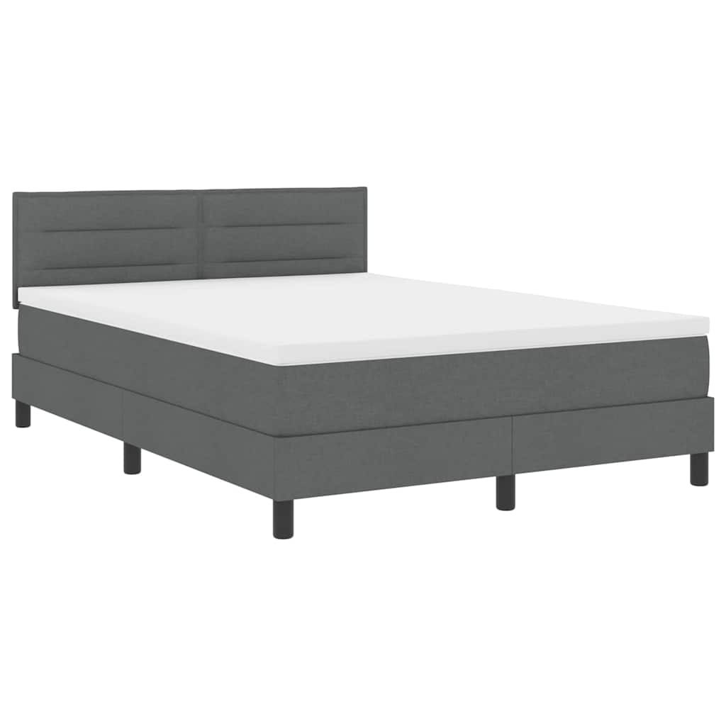 Boxspring bed met matras met LED Donkergrijs 160 x 200 cm Stof is nu te koop bij PeponiXL, paradijselijk wonen!