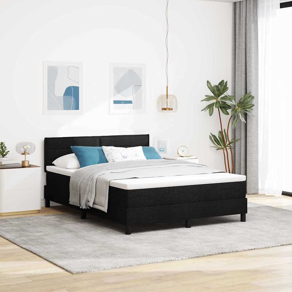 Boxspring bed met matras met LED Zwart 160 x 200 cm Stof is nu te koop bij PeponiXL, paradijselijk wonen!
