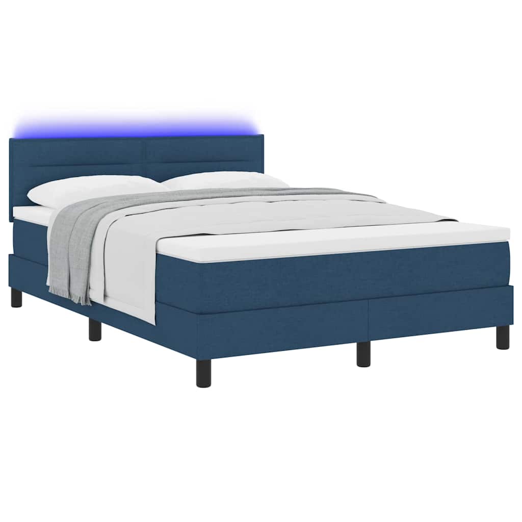 Boxspring bed met matras met LED Blauw 160 x 200 cm Stof is nu te koop bij PeponiXL, paradijselijk wonen!