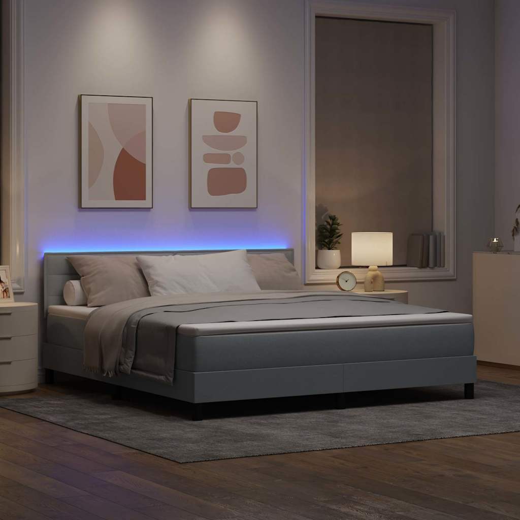 Boxspring bed met matras met LED Lichtgrijs 180 x 200 cm Stof is nu te koop bij PeponiXL, paradijselijk wonen!