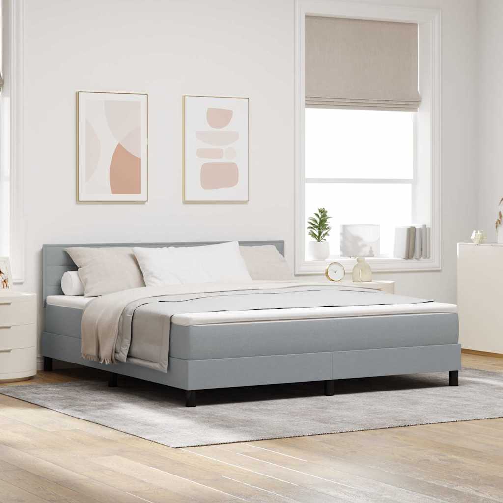 Boxspring bed met matras met LED Lichtgrijs 180 x 200 cm Stof is nu te koop bij PeponiXL, paradijselijk wonen!
