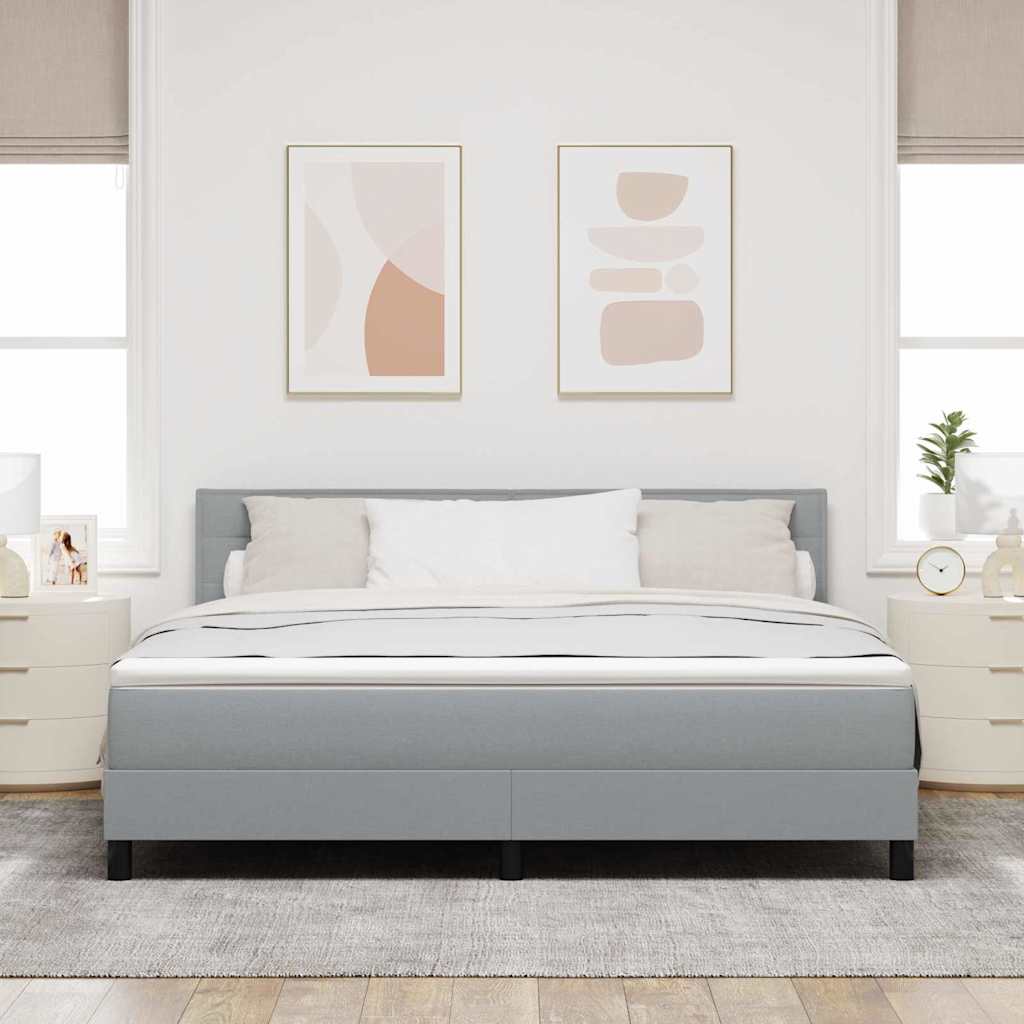 Boxspring bed met matras met LED Lichtgrijs 180 x 200 cm Stof is nu te koop bij PeponiXL, paradijselijk wonen!