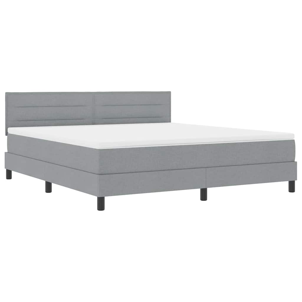 Boxspring bed met matras met LED Lichtgrijs 180 x 200 cm Stof is nu te koop bij PeponiXL, paradijselijk wonen!