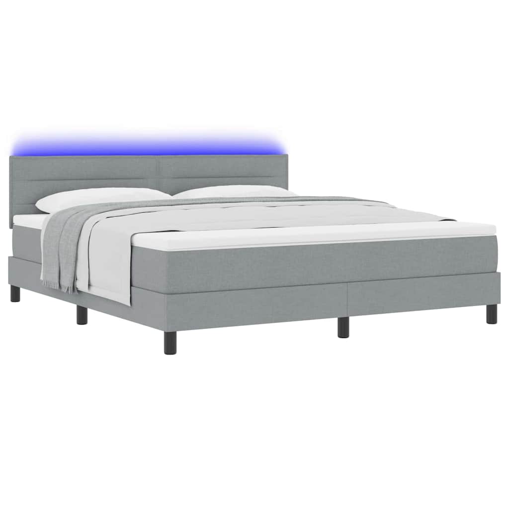 Boxspring bed met matras met LED Lichtgrijs 180 x 200 cm Stof is nu te koop bij PeponiXL, paradijselijk wonen!