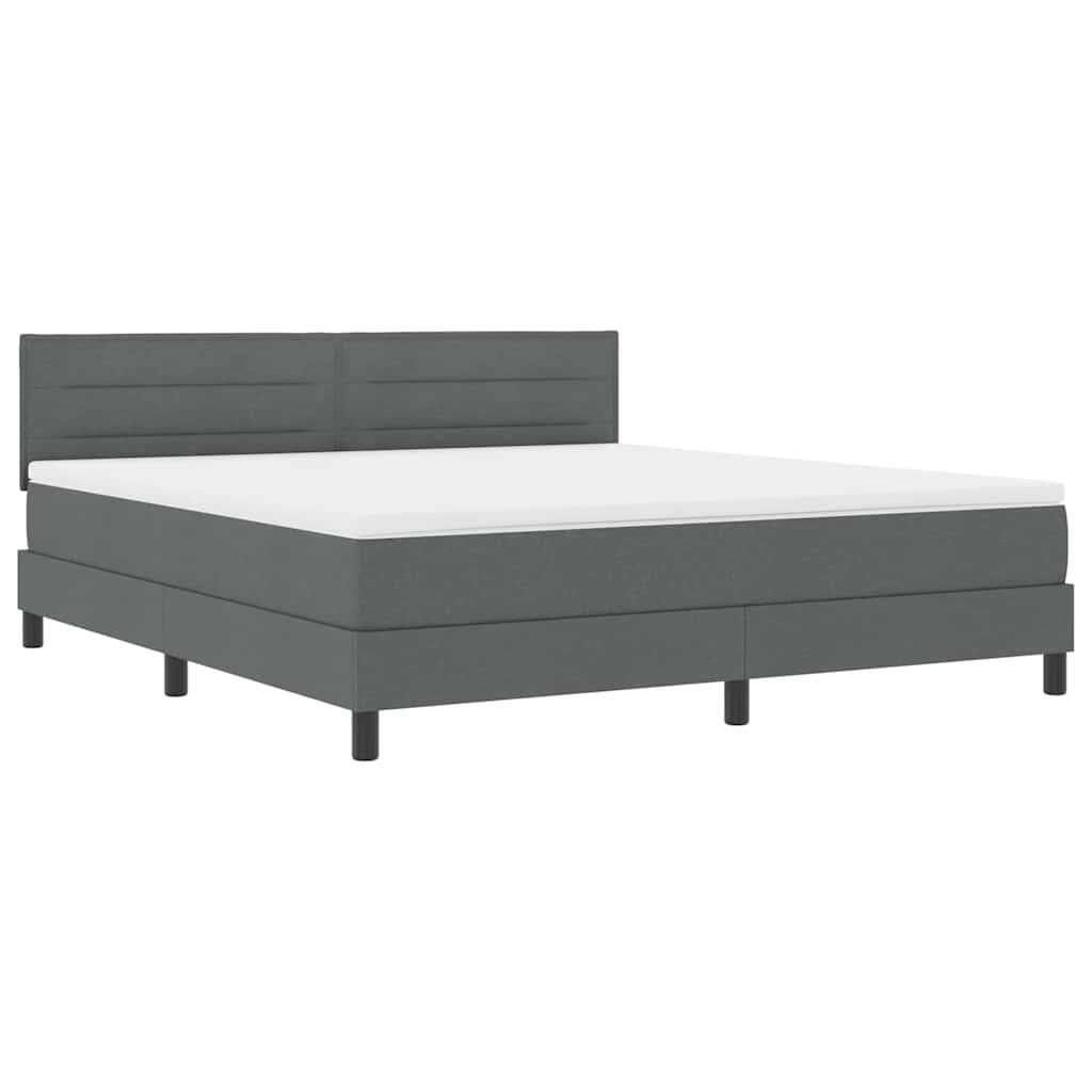 Boxspring bed met matras met LED Donkergrijs 180 x 200 cm Stof is nu te koop bij PeponiXL, paradijselijk wonen!
