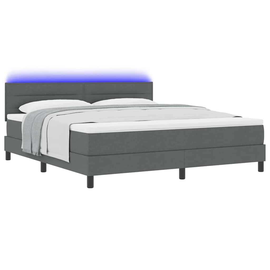 Boxspring bed met matras met LED Donkergrijs 180 x 200 cm Stof is nu te koop bij PeponiXL, paradijselijk wonen!
