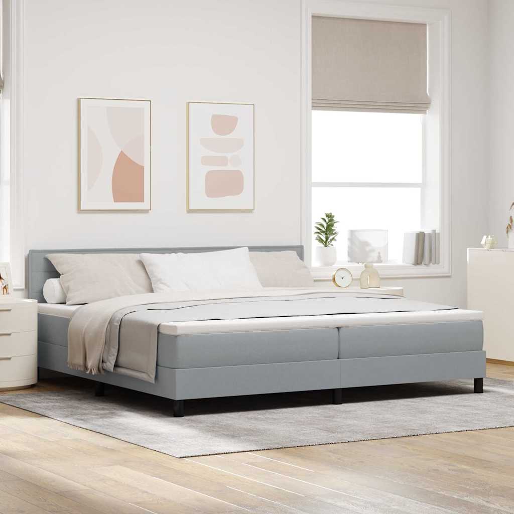 Boxspring bed met matras met LED Lichtgrijs 200 x 200 cm Stof is nu te koop bij PeponiXL, paradijselijk wonen!