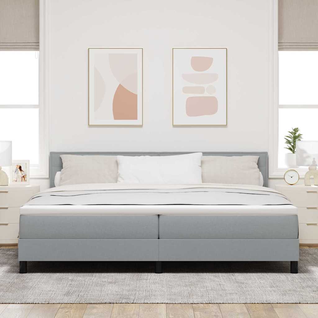 Boxspring bed met matras met LED Lichtgrijs 200 x 200 cm Stof is nu te koop bij PeponiXL, paradijselijk wonen!