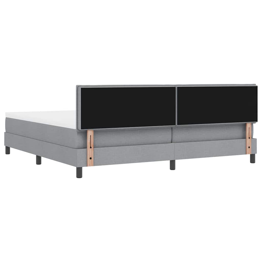Boxspring bed met matras met LED Lichtgrijs 200 x 200 cm Stof is nu te koop bij PeponiXL, paradijselijk wonen!